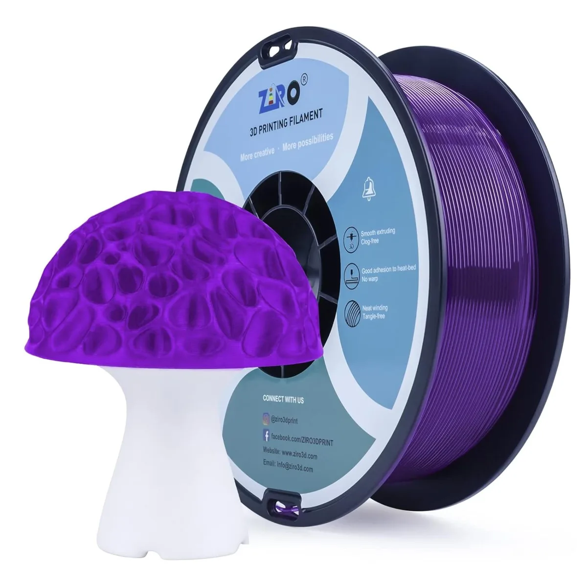 Ziro 3D Ziro 3D PLA Pro 3D printer filament 1.75mm Transparent Purple 1kg — 제품 사진