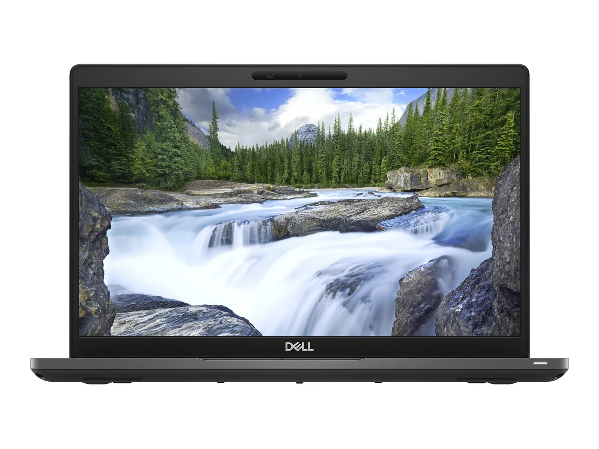 Black Dell Latitude 5400 laptop, 14 inch FHD non-touch screen, visible wear, white spot on display