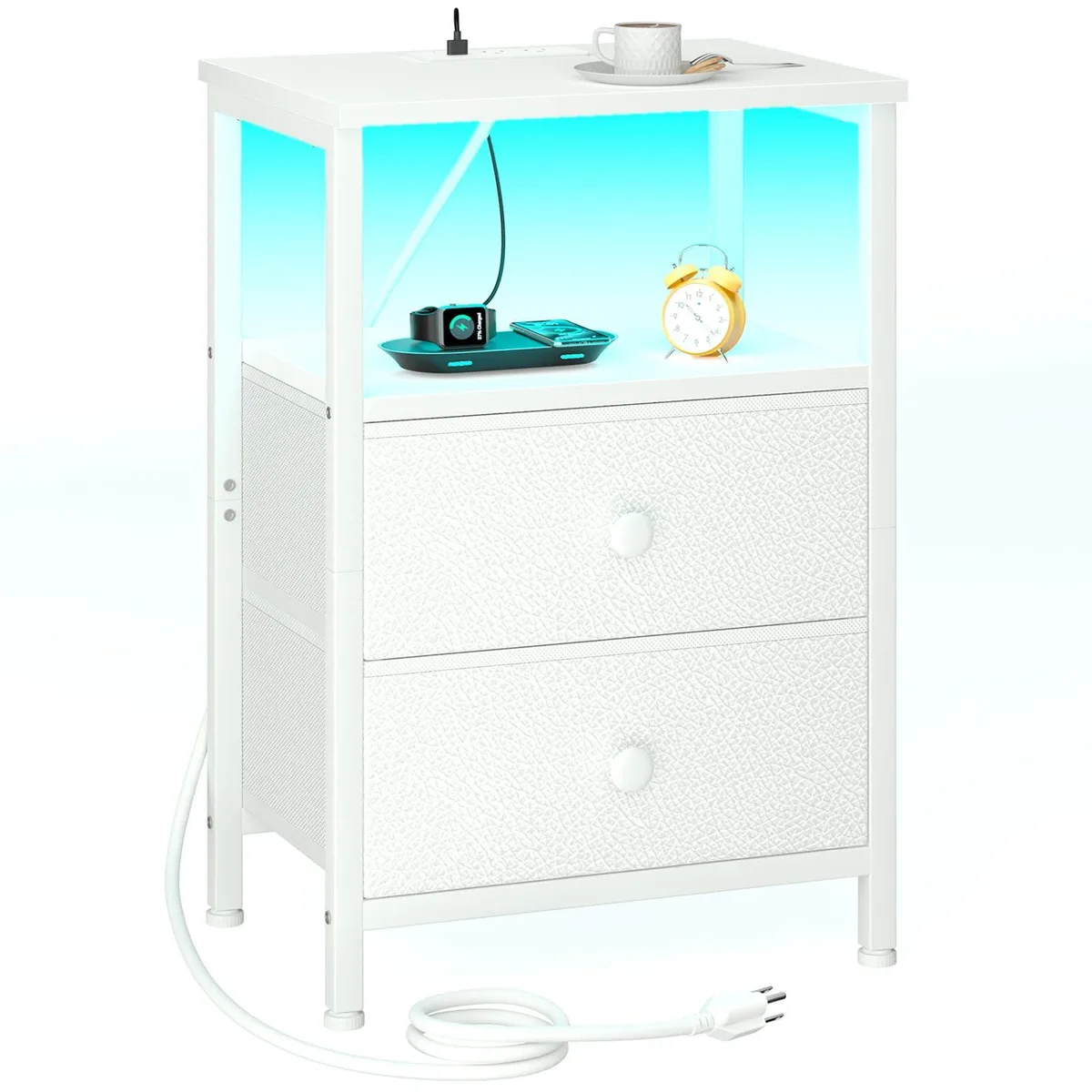  HETS02 Bedroom Set 15.74W 11.81D 23.8H 2 Drawers White — 商品照片
