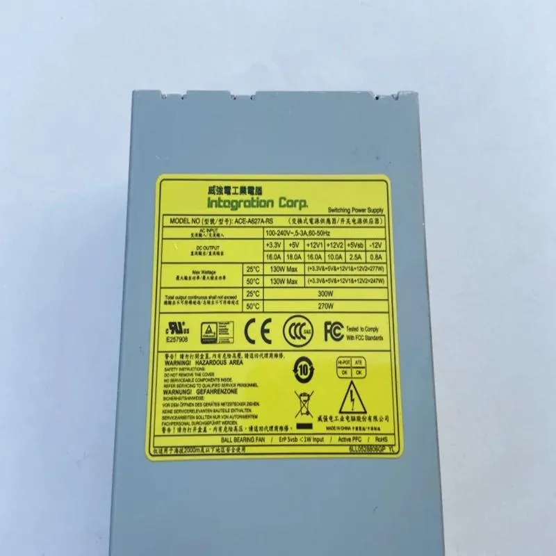 Compact 1U 270W power supply unit with matte metal casing and rear fan grille