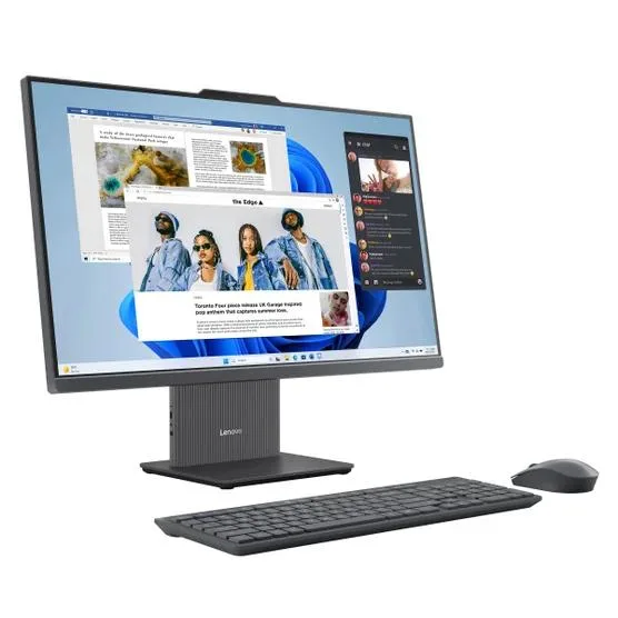 27 inch all-in-one touchscreen desktop in grey with wireless keyboard and mouse
