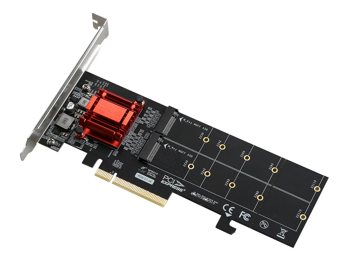 RIITOP RIITOP Dual NVMe PCIe 3.1 x8 Expansion Card — productfoto