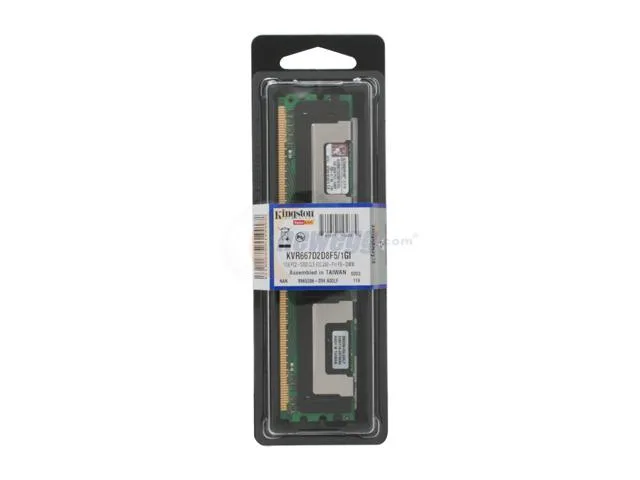 Kingston Technology Corp. Kingston Technology Corp. KVR667D2D8F5/1GI 1GB DDR2 667 ECC Fully Buffered server RAM — foto del producto