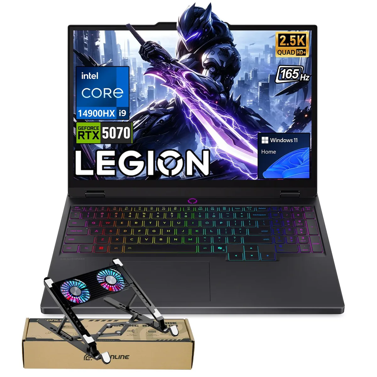 Black Lenovo Legion 5 laptop with 15.1 inch OLED screen and RGB keyboard