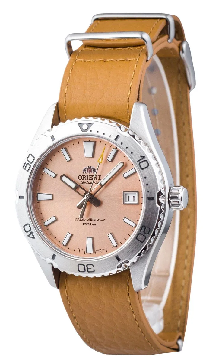 Orient Orient Sports Automatic Diver's Watch Apricot Dial Leather Strap 39.9 mm 200 m RA-AC0Q05P10B RA-AC0Q05P30B — product photo
