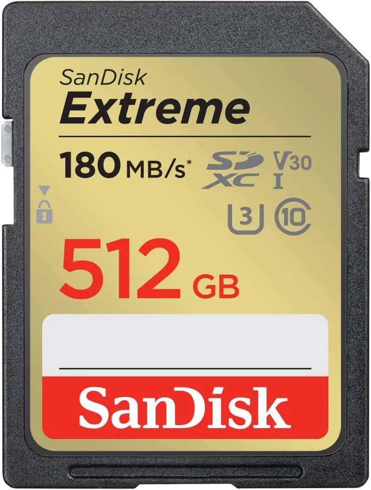 SanDisk SanDisk Extreme 512GB SDXC UHS-I U3 V30 180MB/s SDSDXVV-512G-GNCIN memory card — fotografija izdelka