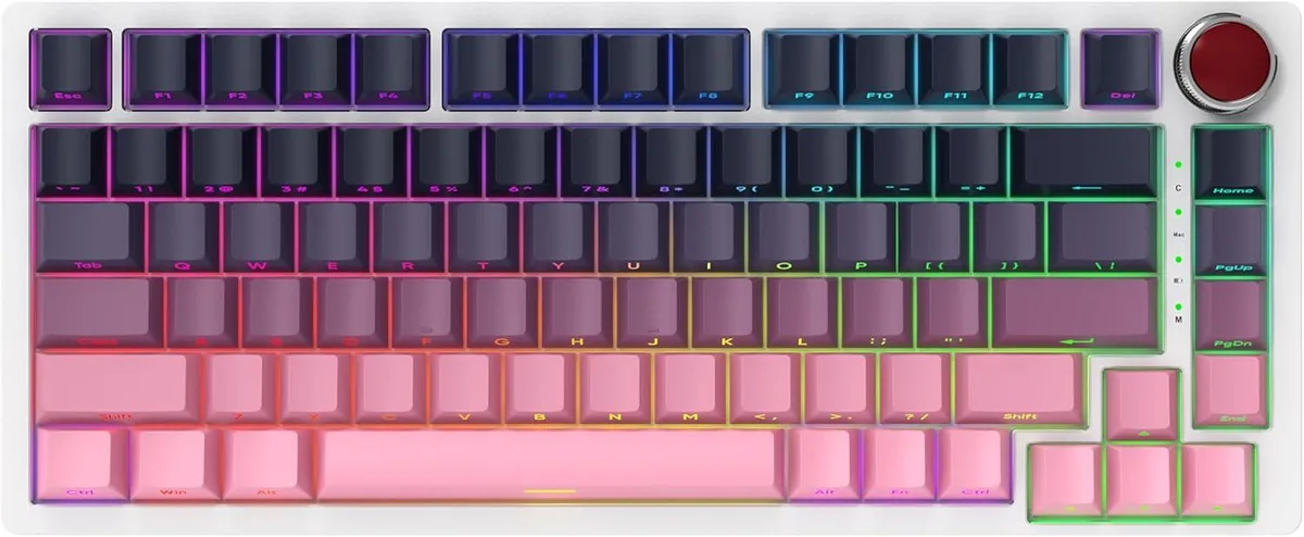 TUKO TUKO YK82 75% Aluminium Mechanical Gaming Keyboard with Knob (Black Pink PBT) — photo du produit