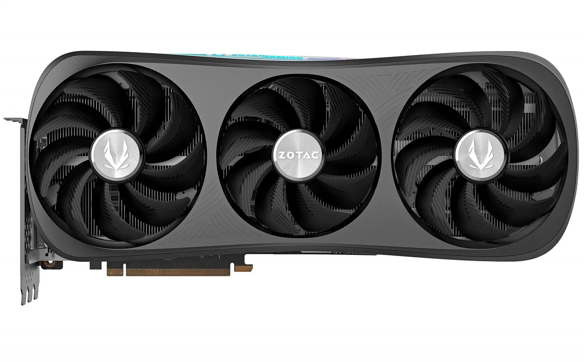 ZOTAC GeForce RTX 4080 Trinity OC triple-fan graphics card with metal backplate and ARGB lighting