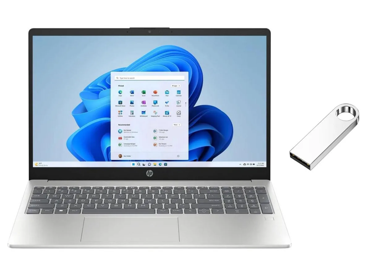 HP HP 15.6" FHD Laptop i3-N305 8GB 256GB SSD Windows 11 Silver + 64GB USB — fotografija izdelka