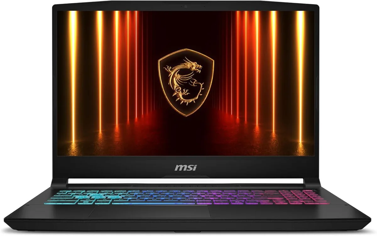 Black 15.6 inch gaming laptop with RGB keyboard