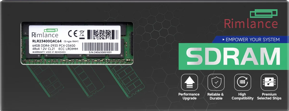 Green printed circuit board with black memory chips and gold edge connectors