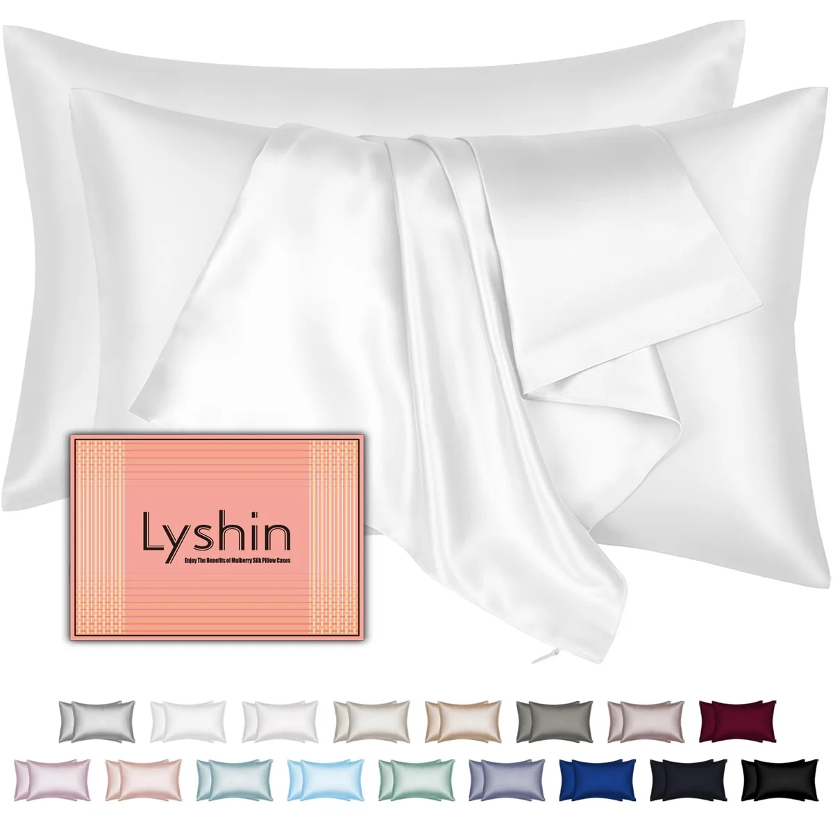  CANMOV LYSHIN Mulberry Silk Pillowcase Set of 2, White — 商品照片