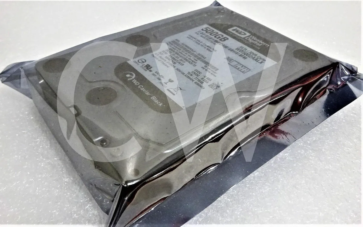 Silver 3.5 inch SATA hard drive with black label