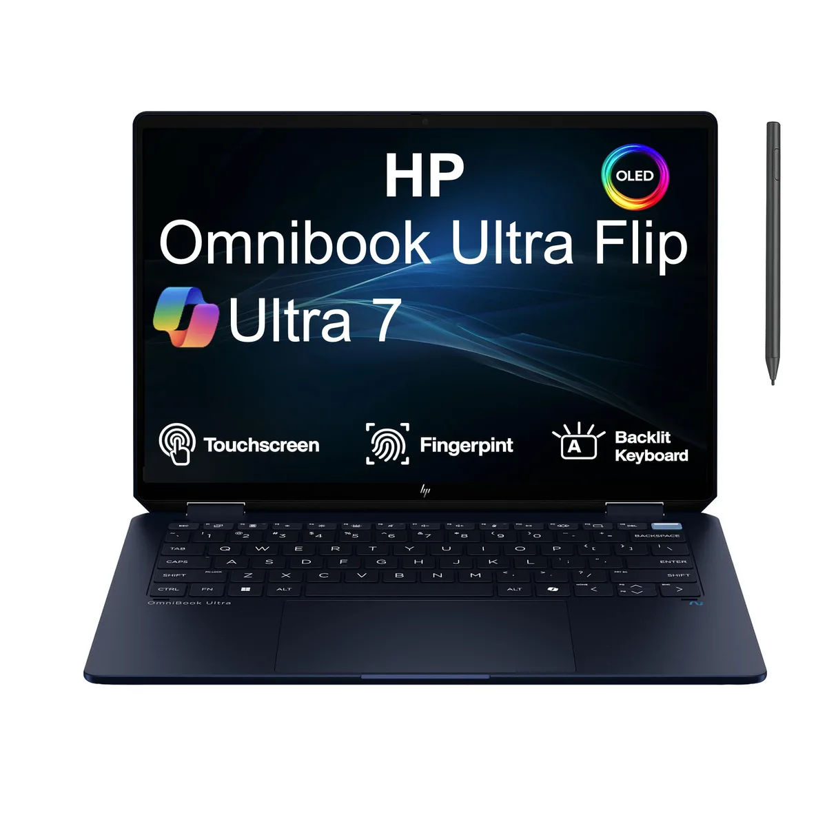 HP HP Omnibook Ultra Flip 14" OLED 2.8K Intel Ultra 7 32GB LPDDR5X 4TB laptop — product photo
