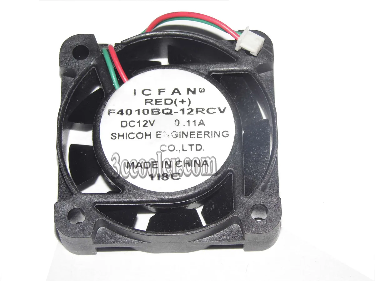 Black square 40×10 mm cooling fan with two wires