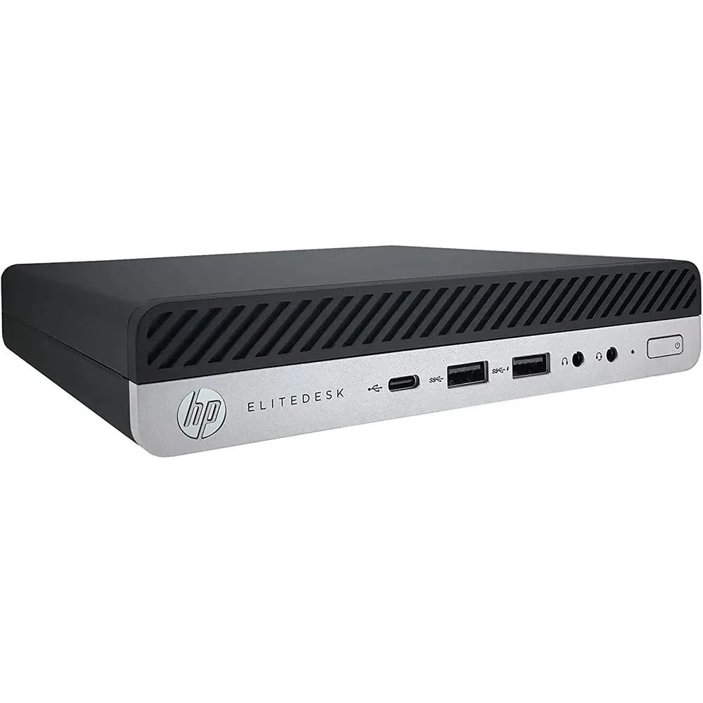 Small black rectangular desktop mini PC, refurbished condition