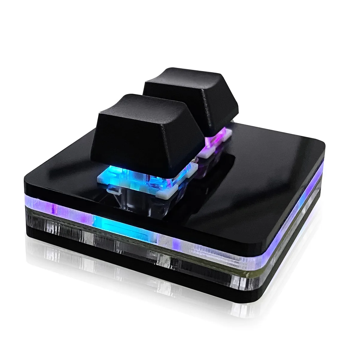 Black metal 2-key gaming keypad with Cherry Red switches and RGB backlighting