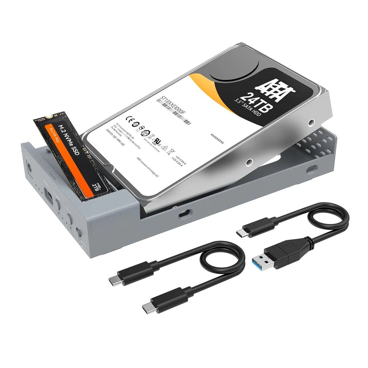 MAIWO MAIWO K3525N Dual-Bay NVMe & SATA Enclosure Silver — produktfoto