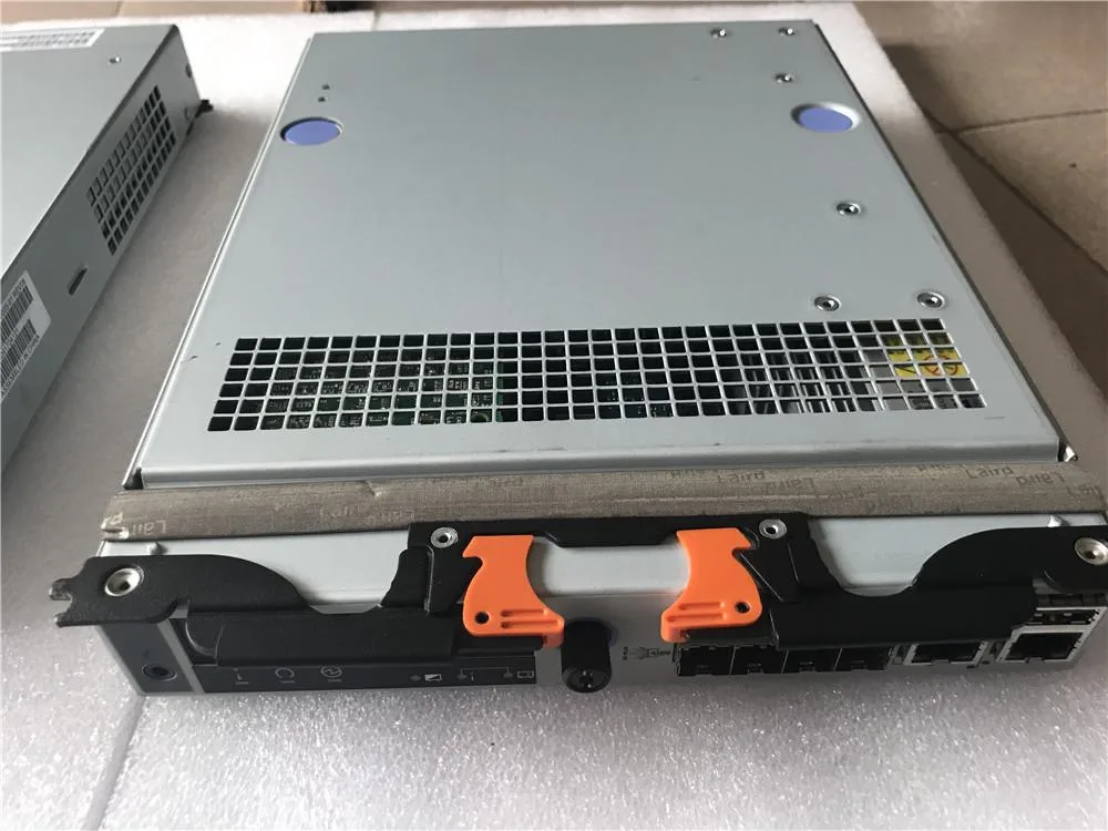 Rectangular metal ATX power supply unit with rear fan grille and connector sockets