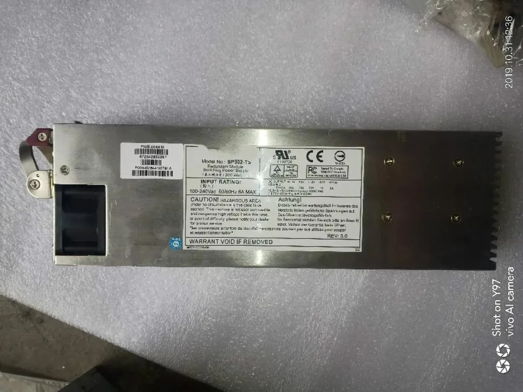 Silver rectangular redundant power module with rear connector and handle