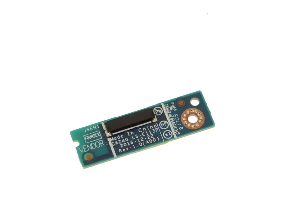 Small green circuit board with black sensor component and gold edge connector