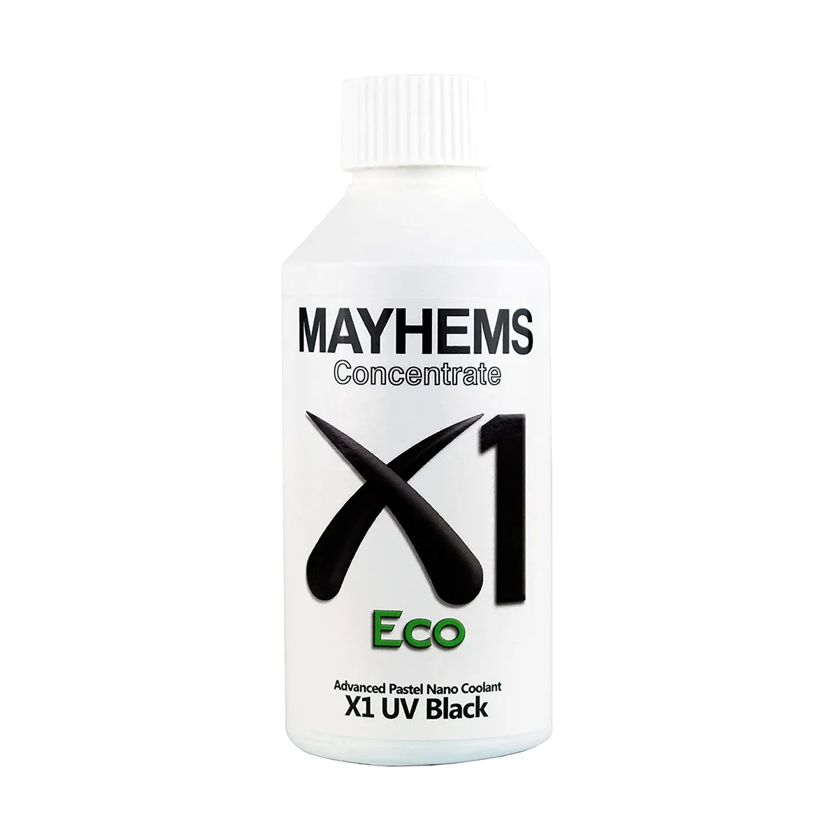 Small rectangular bottle of black UV-reactive coolant concentrate, 250ml