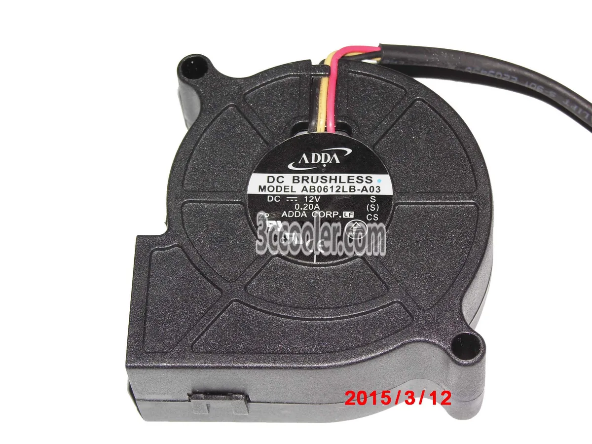 Black 60mm centrifugal blower fan with three-pin connector