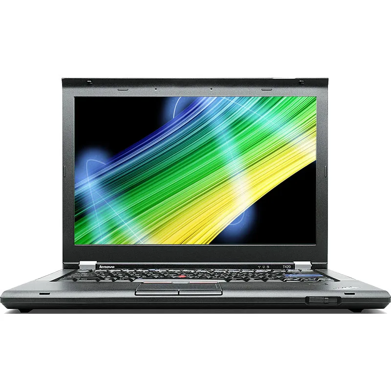 Black ThinkPad T420 laptop closed showing matte finish and red TrackPoint nub