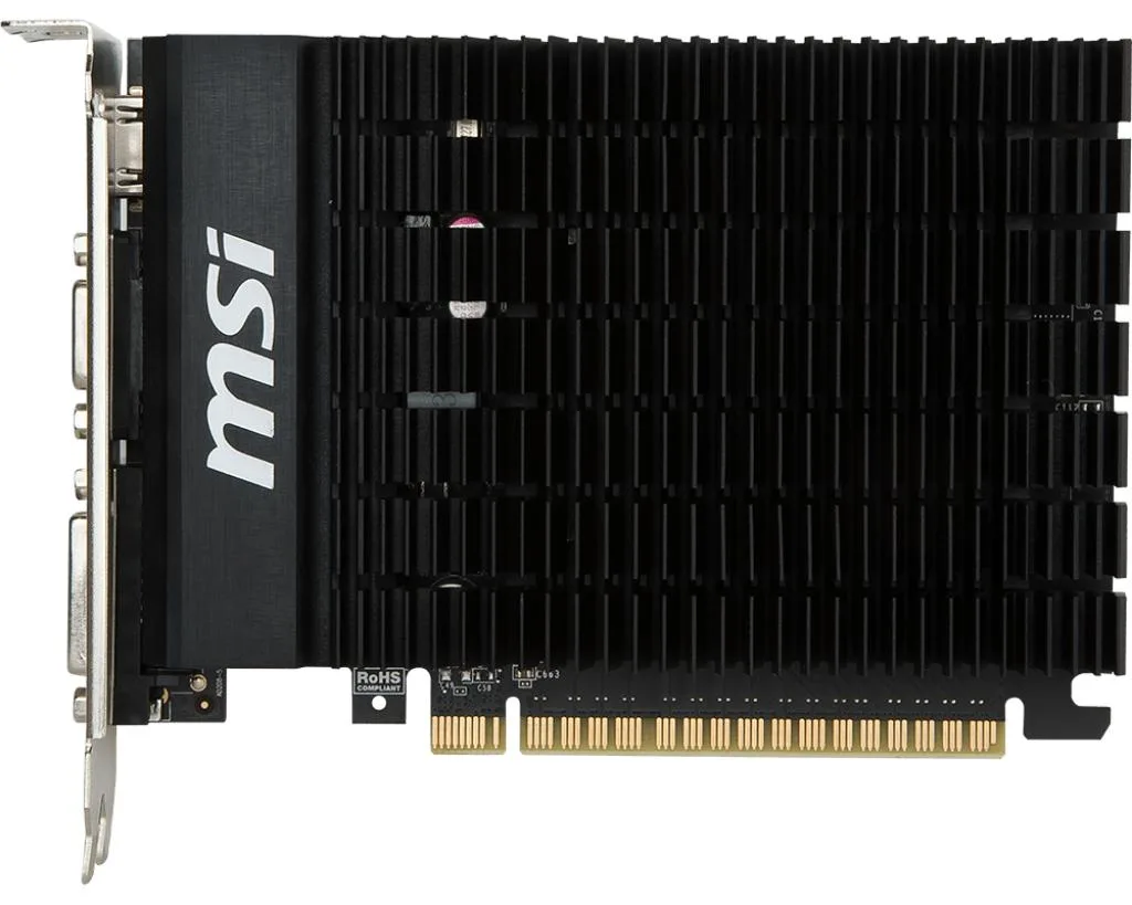 Low-profile graphics card with single fan and metal bracket