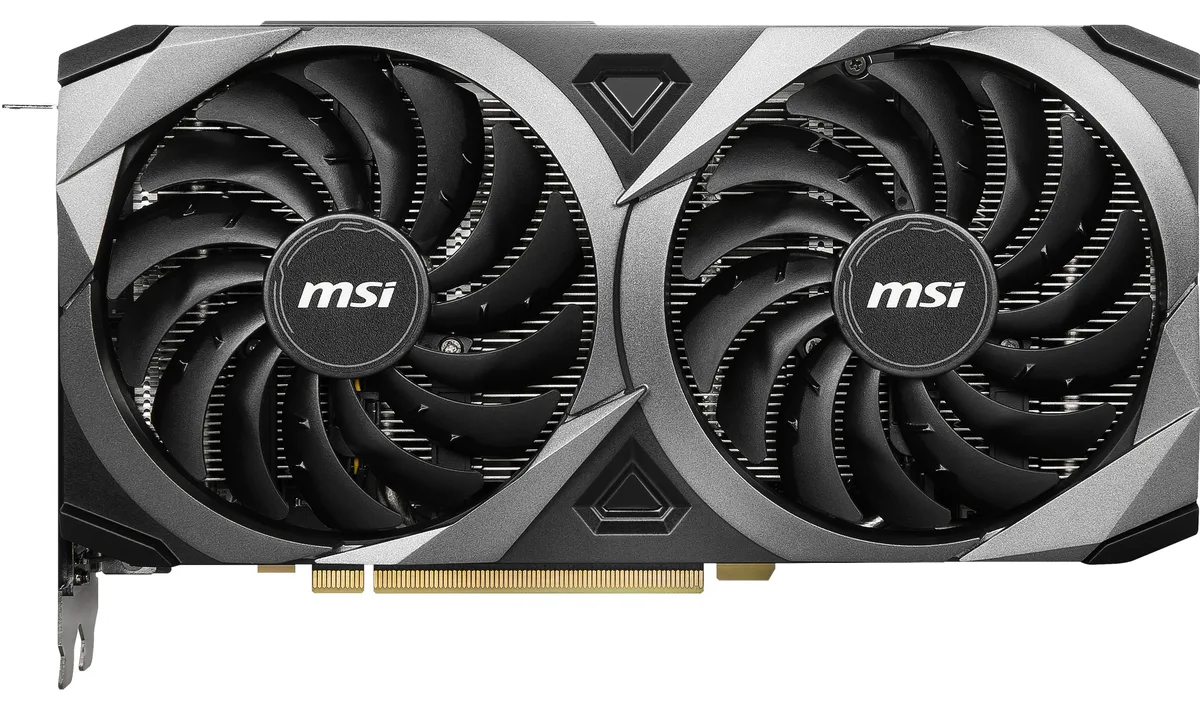 MSI RTX 3070 Ventus dual-fan graphics card in black and grey