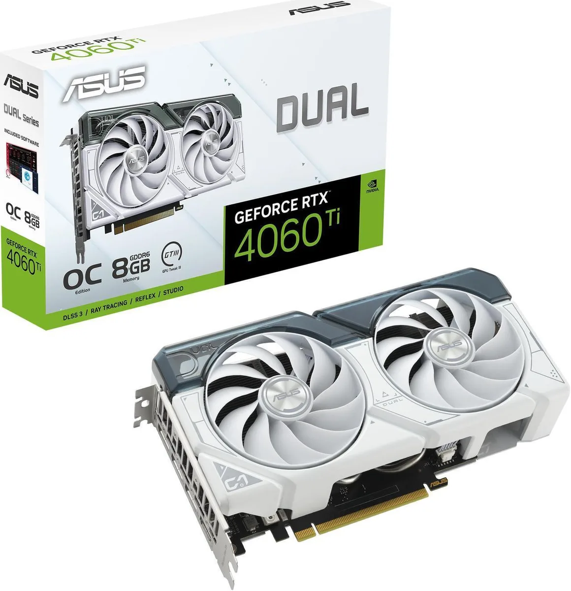 ASUS ASUS Dual GeForce RTX 4060 Ti White OC 8GB graphics card — 商品照片