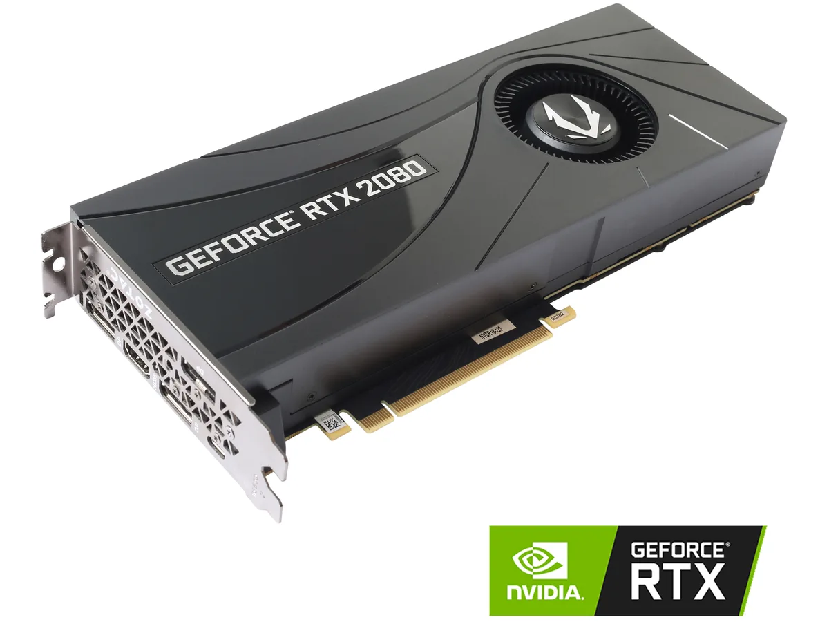 ZOTAC GeForce RTX 2080 graphics card, dual-slot blower cooler with metal backplate