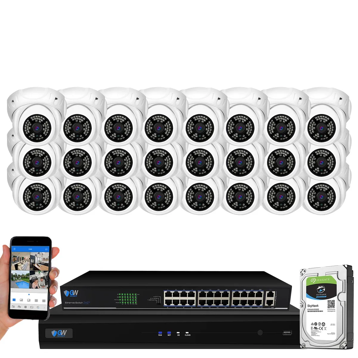 GW Security Inc. GW Security GW4232S 32CH 5MP H.265 NVR Kit 8TB 24Cam AI Audio — product photo