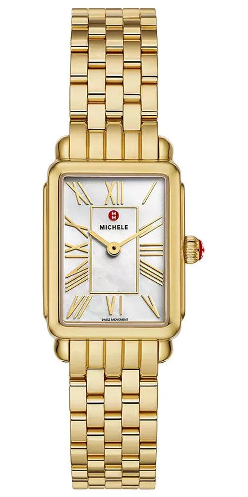 Michele Michele MWW06E000146 Deco Park Rectangular Mother-of-Pearl Dial 18K Gold-Plated Steel Watch — product photo