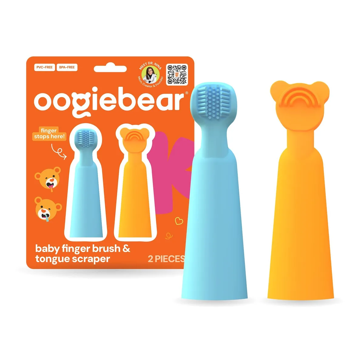 oogiebear Finger Brush &amp; Tongue Scraper Blue — product photo