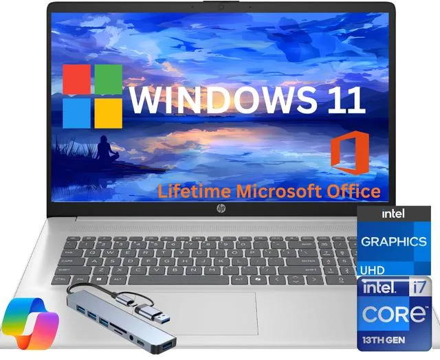 HP HP 17 laptop, i7-1355U, 32GB, 256GB SSD, 17.3" FHD, Windows 11 Home — photo du produit