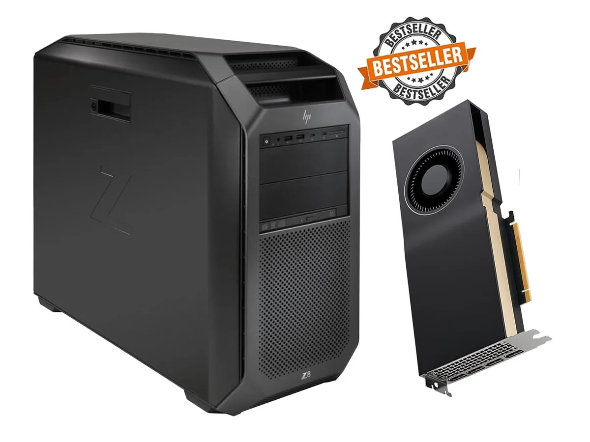 Tall black tower workstation with DVD writer tray