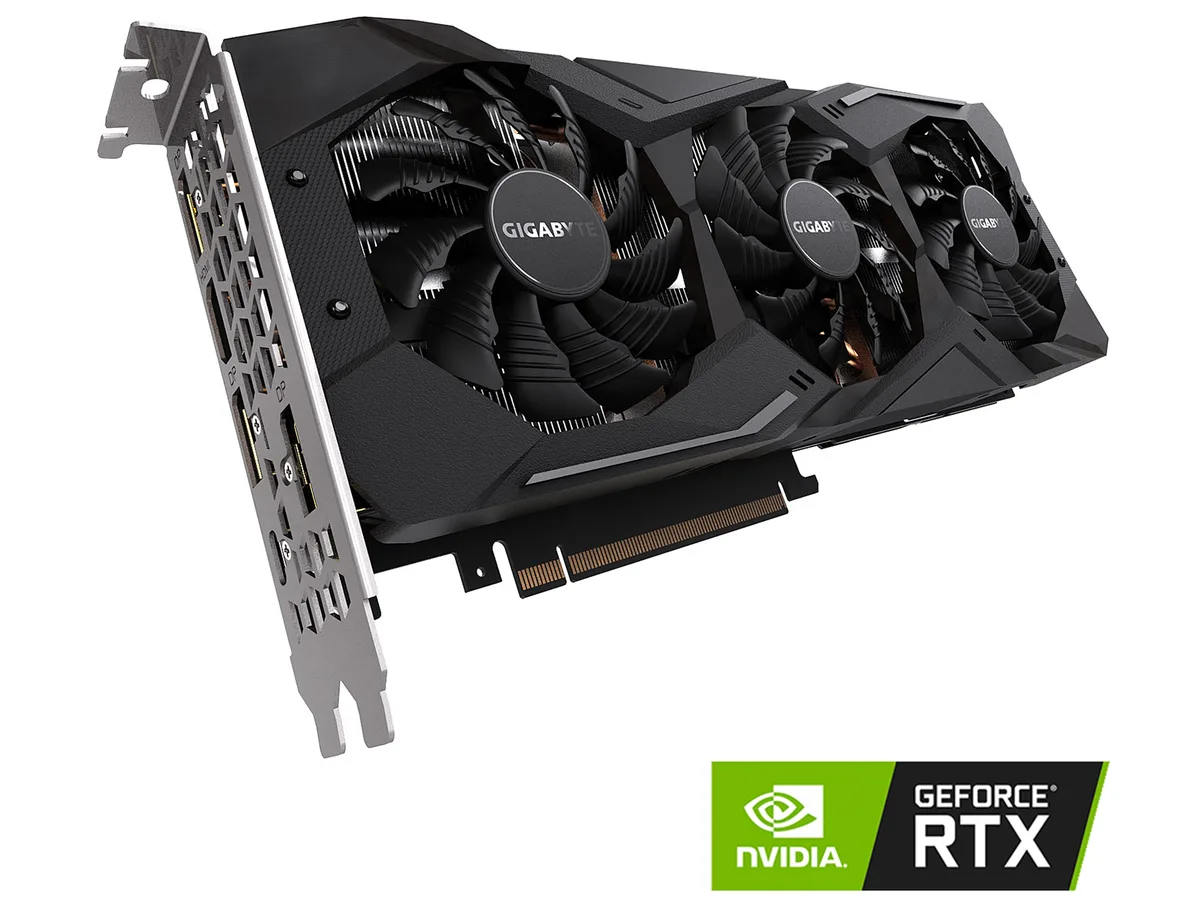GIGABYTE GeForce RTX 2070 WINDFORCE graphics card with three fans and metal backplate