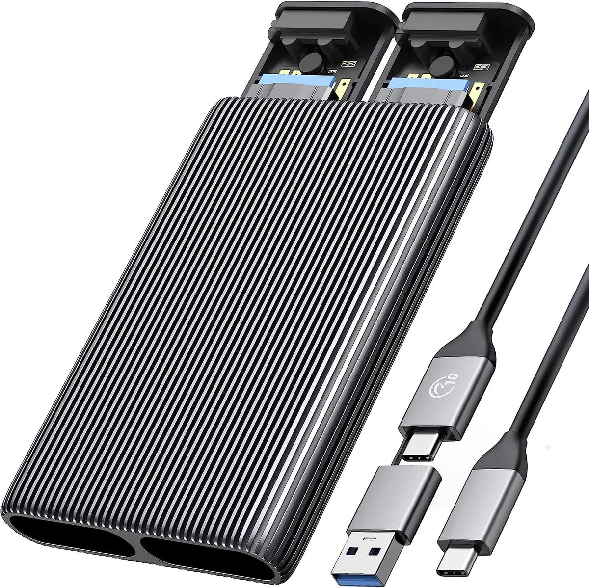 Orico Orico M.2 Dual Bay NVMe Drive Enclosure 10Gbps USB 3.2 Gen2 2x4TB — 商品照片