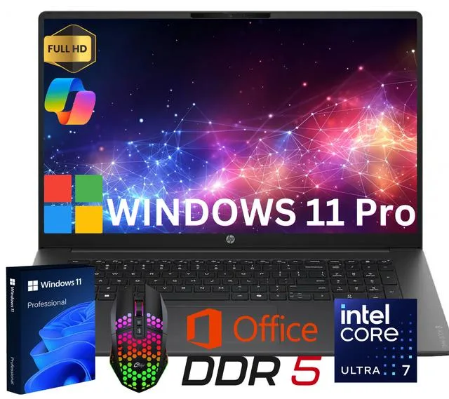 Black 17.3-inch HP laptop with backlit keyboard and matte finish