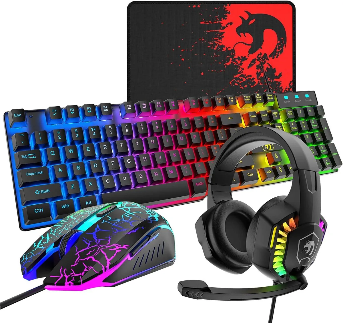 BFKK BFKK Gaming Keyboard and Mouse Headset Combo Black — Produktfoto