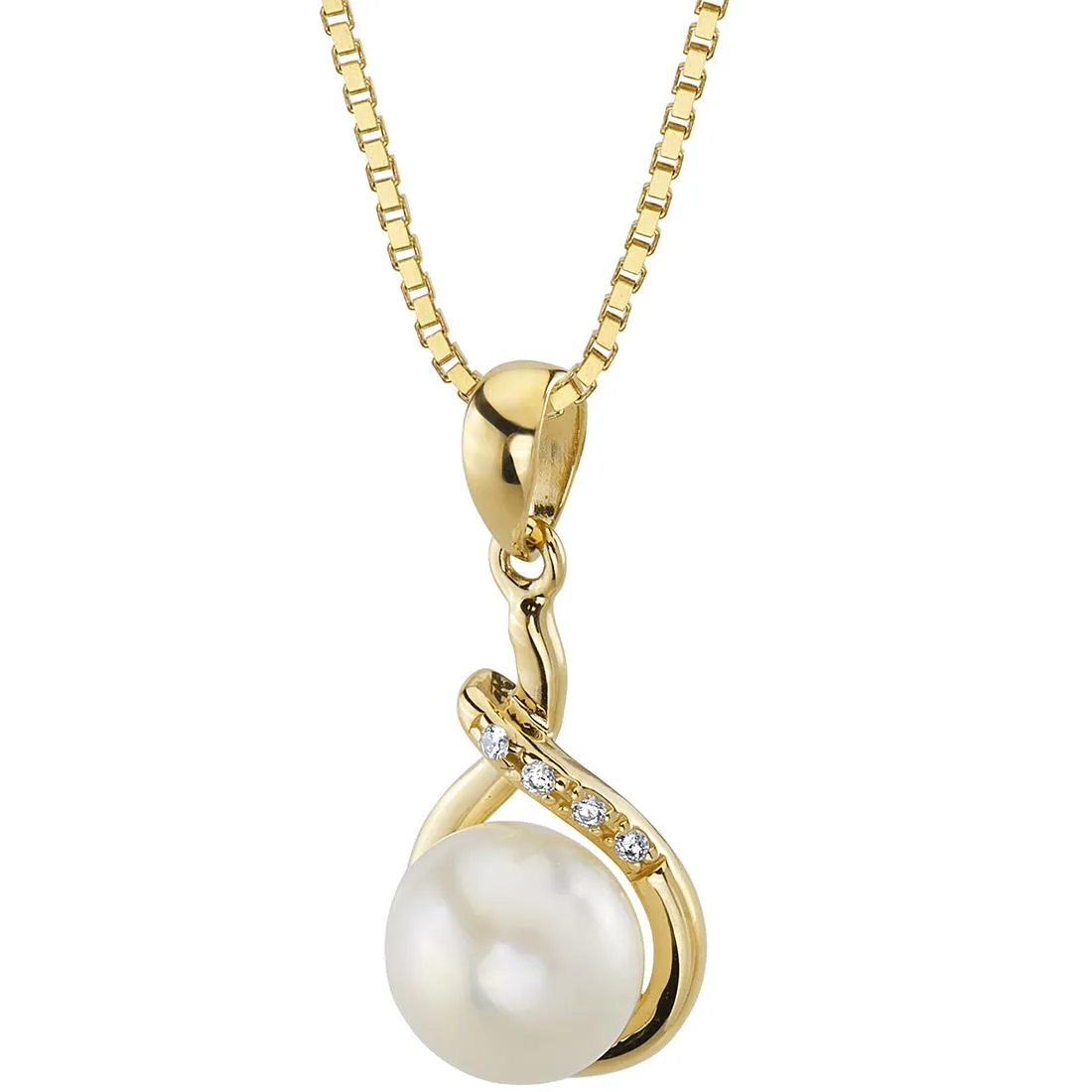 Oravo Oravo 14K Yellow Gold 7.0mm Freshwater Pearl Infinity Drop Pendant Necklace — product photo