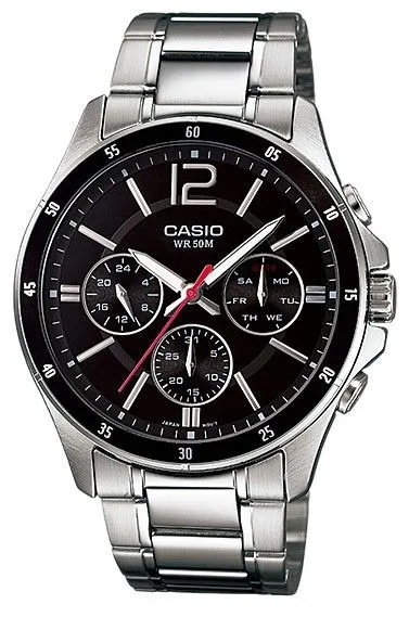 CASIO CASIO MTP-1374D-1AV watch, stainless steel, black dial, quartz, 47 mm case — صورة المنتج