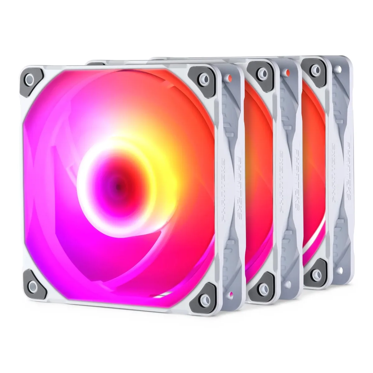 Phanteks Phanteks PH-F120SK_DRGB_PWM_WT01_3P 3-pack 120mm case fan white RGB — produktbild