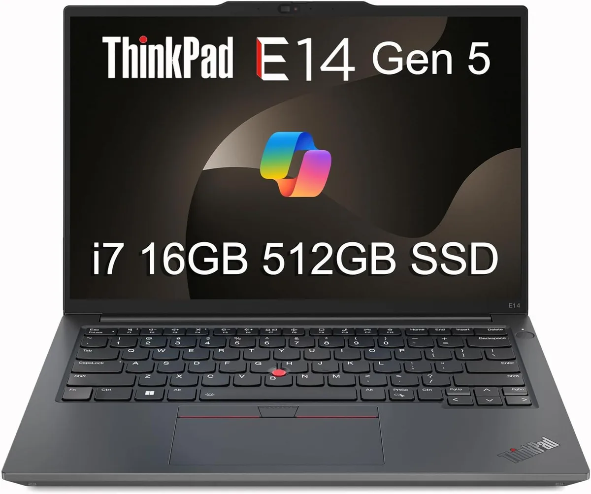 Graphite black 14 inch laptop with narrow bezels and fingerprint reader