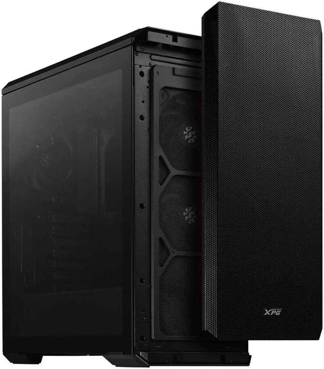 Black XPG Defender mid-tower ATX case with angular front panel