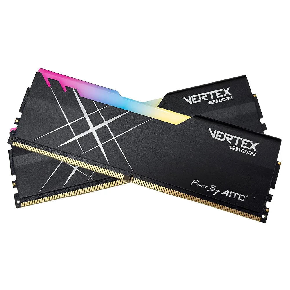 Two black DDR5 modules with RGB light bars