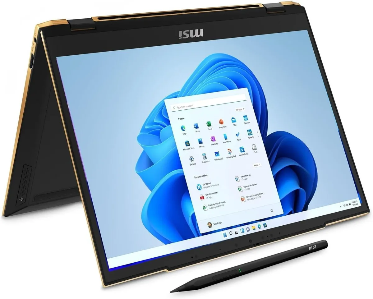 Black 13.3 inch 2-in-1 convertible laptop with touchscreen and included stylus