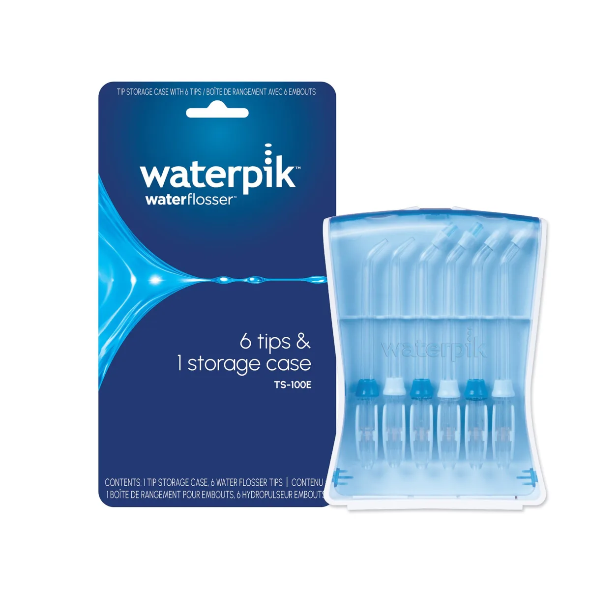  Waterpik TS-100E 6 Replacement Tips with Case — product photo