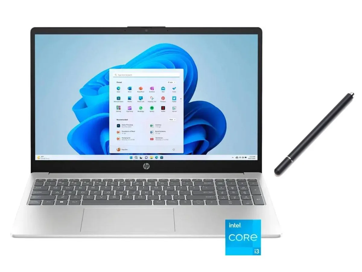 Silver 15.6 inch touchscreen laptop with included stylus
